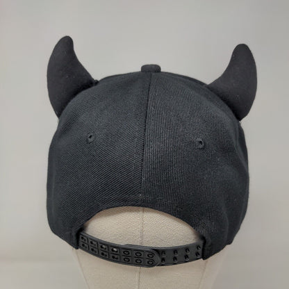 Unbranded Snapback Hat Black One Size Adjustable Devil Horn Vented Holes Blank