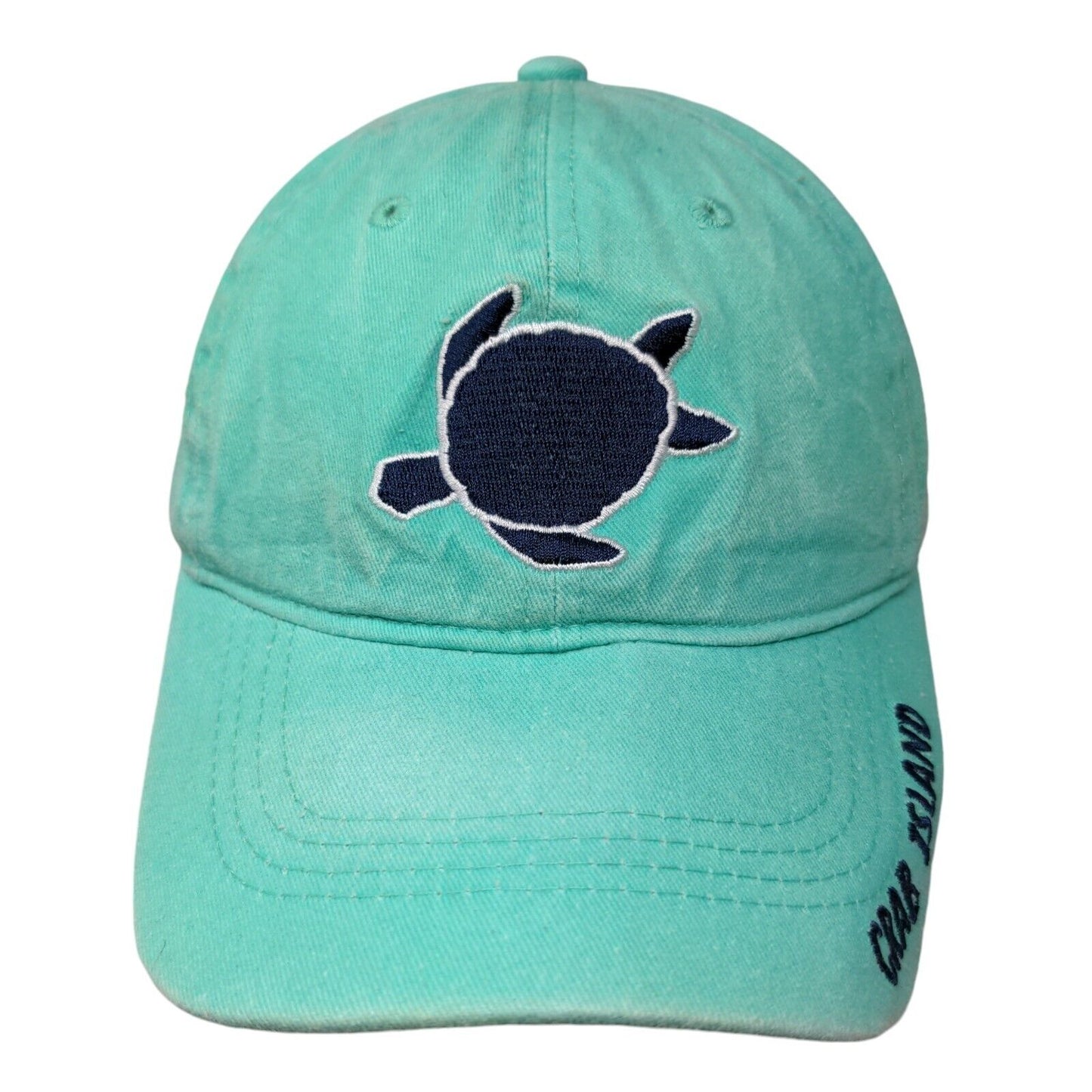 Sea Turtle Crab Island Strapback Hat Bluish-Green OSFM Destin Florida