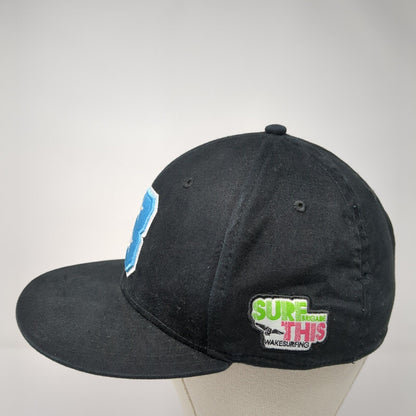 Surf Brigade Wakesurfing Fitted Hat Black M/L Embroidered Logo A-Flex