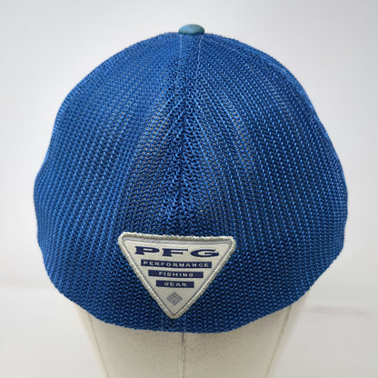 Columbia Baseball Cap Blue XL Mesh Back Stretch Fit Performance Fishing Gear hat