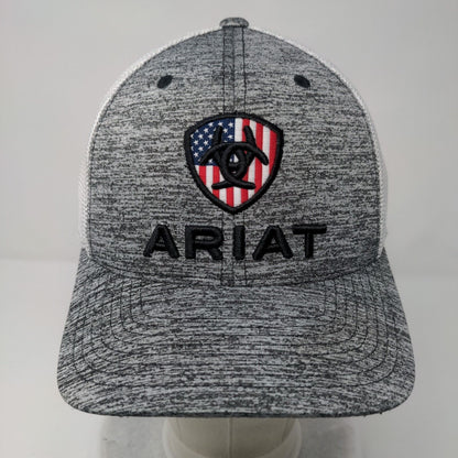 Ariat Snapback Trucker Hat Gray OS Adjustable 110 Flexfit Tech Patriotic Yupoong