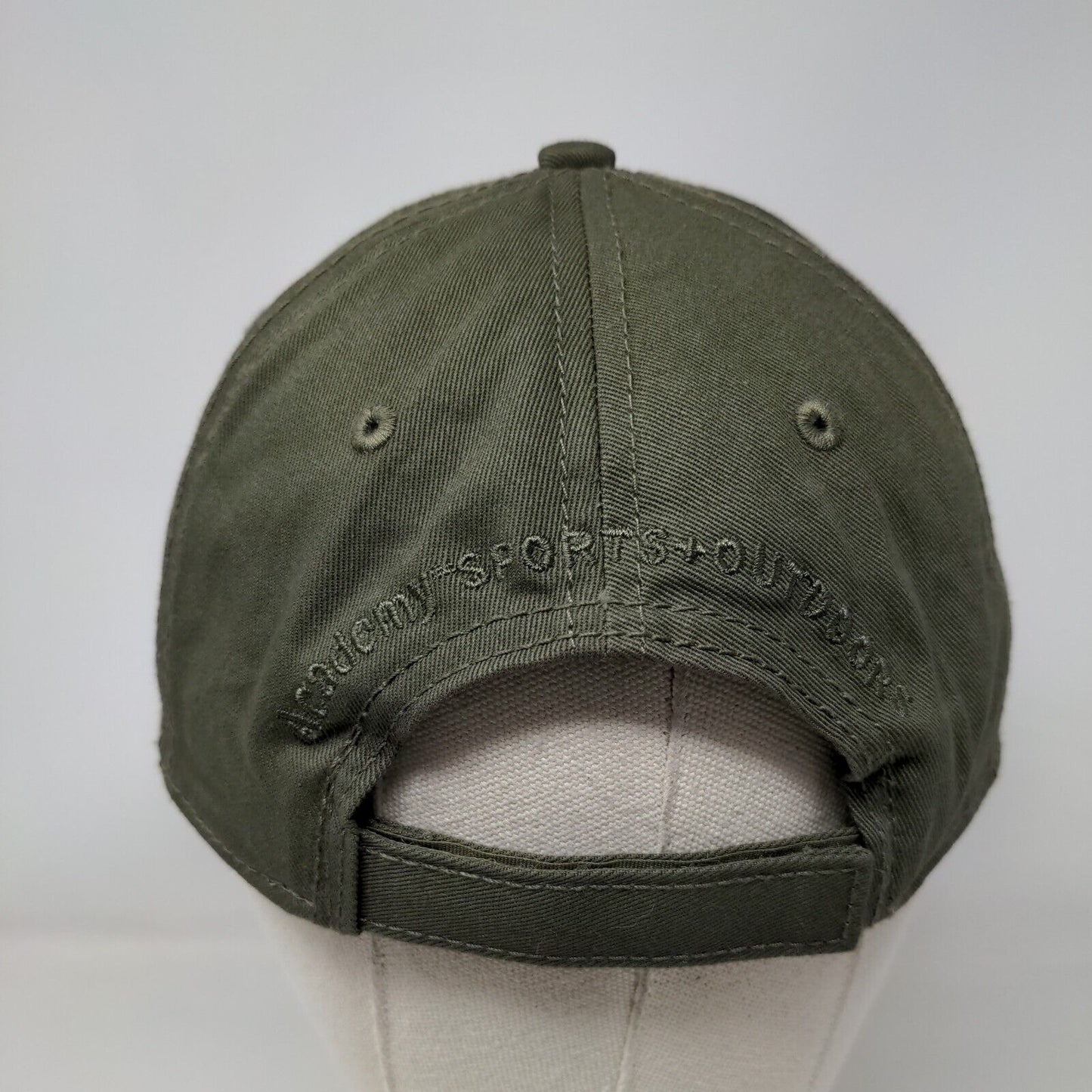American Flag Leather Patch Strapback Hat Green One Size Adjustable