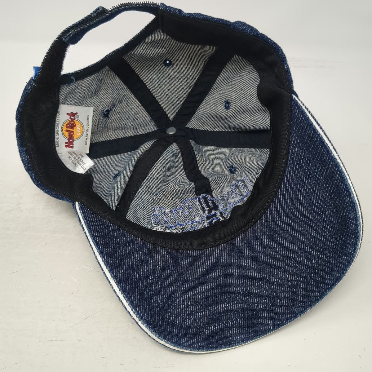 Hard Rock Cafe Baseball Cap Blue One Size Butterfly Denim Strapback Hat Logo