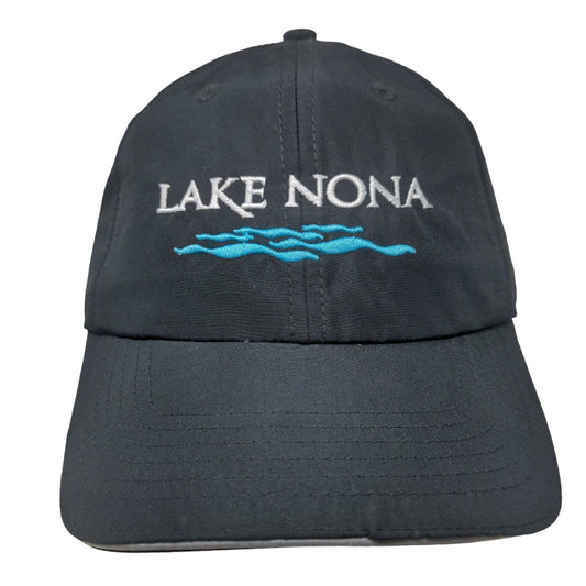 Lake Nona Strapback Hat Black One Size Adjustable Embroidered 6 Panel CORE365