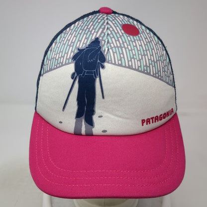 Patagonia Trucker Hat Pink Blue White One Size Mesh Back Snapback Hiker Mountain