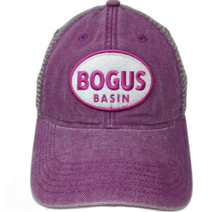 Legacy Trucker Hat Purple Gray Pink OSFM Mesh Snapback Bogus Basin Idaho Resort