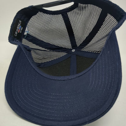 Cap America Trucker Hat Blue One Size Kount Equifax Patch Snapback Mesh Back