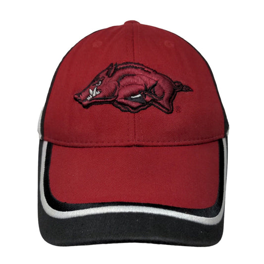 Captivating Headgear Mens Strapback Hat Red Arkansas Razorbacks Embroidered Logo