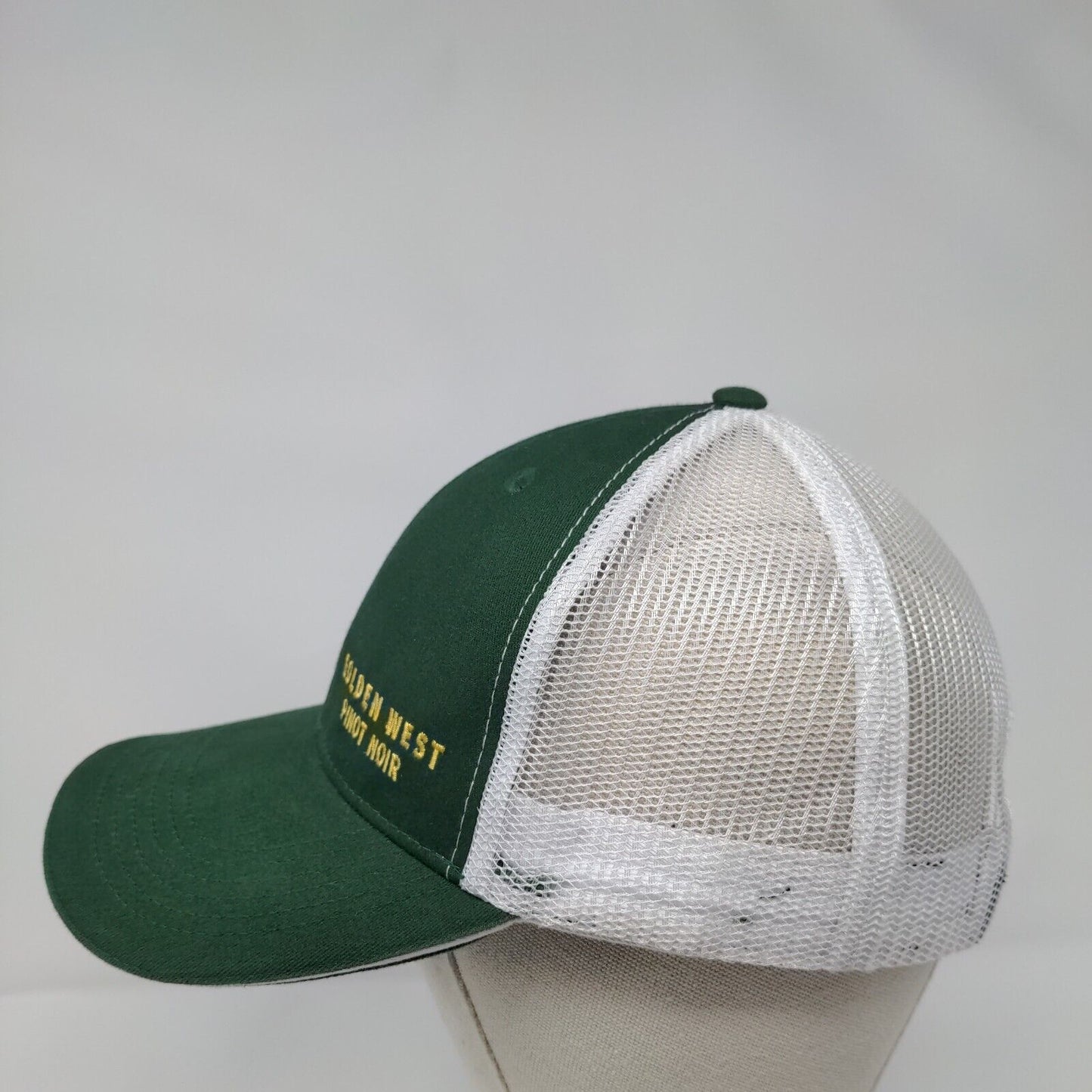 Golden West Pinot Noir Strapback Trucker Hat Green One Size Mesh Back MV3 Cotton