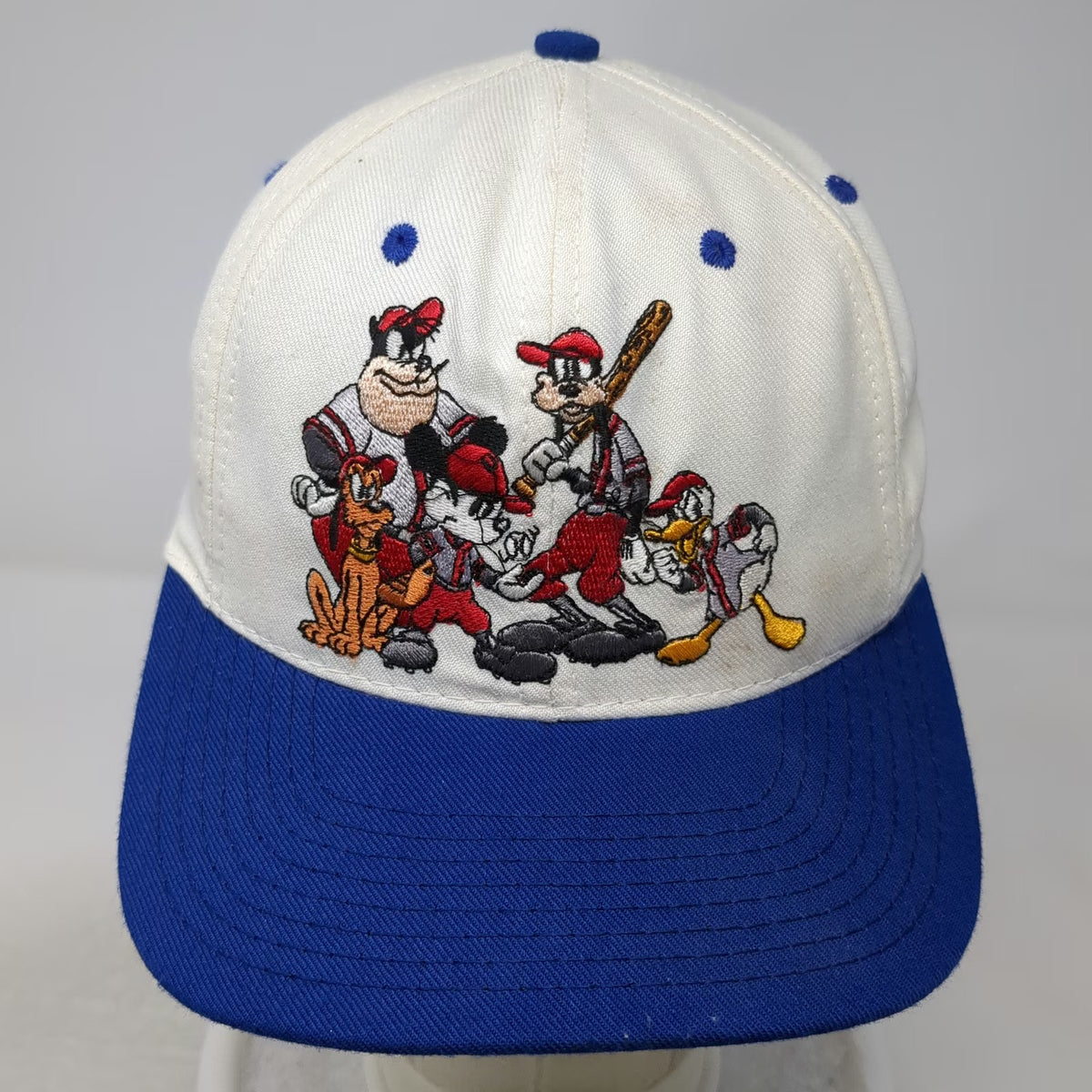 The Disney Store Snapback Hat White Blue One Size Mick's Maulers Mickey Mouse