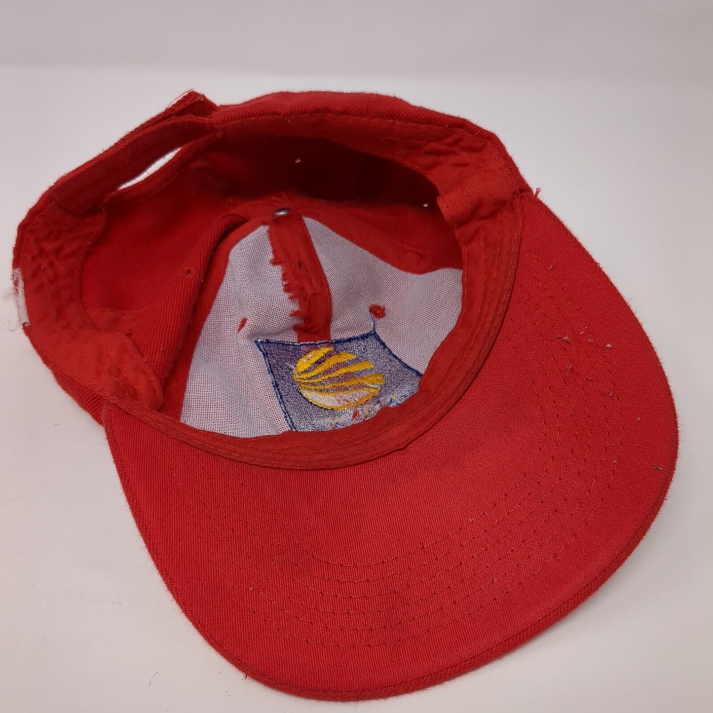 Unbranded Strapback Hat Red One Size Adjustable Embroidered Logo Solid