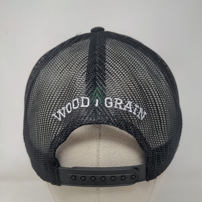 Wood Grain Snapback Mesh Back Trucker Hat Black OSFM 6 Panel Otto
