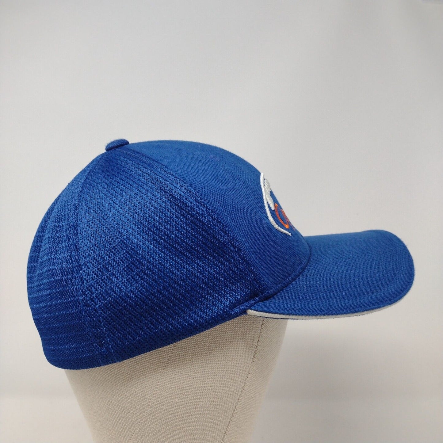 Optimist Football Fitted Trucker Hat Blue S/M Embroidered Mesh Back Richardson