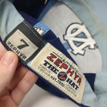North Carolina Tar Heels NCAA Zephyr Cap Blue 7 Fitted Wool Blend Foot Logo Hat