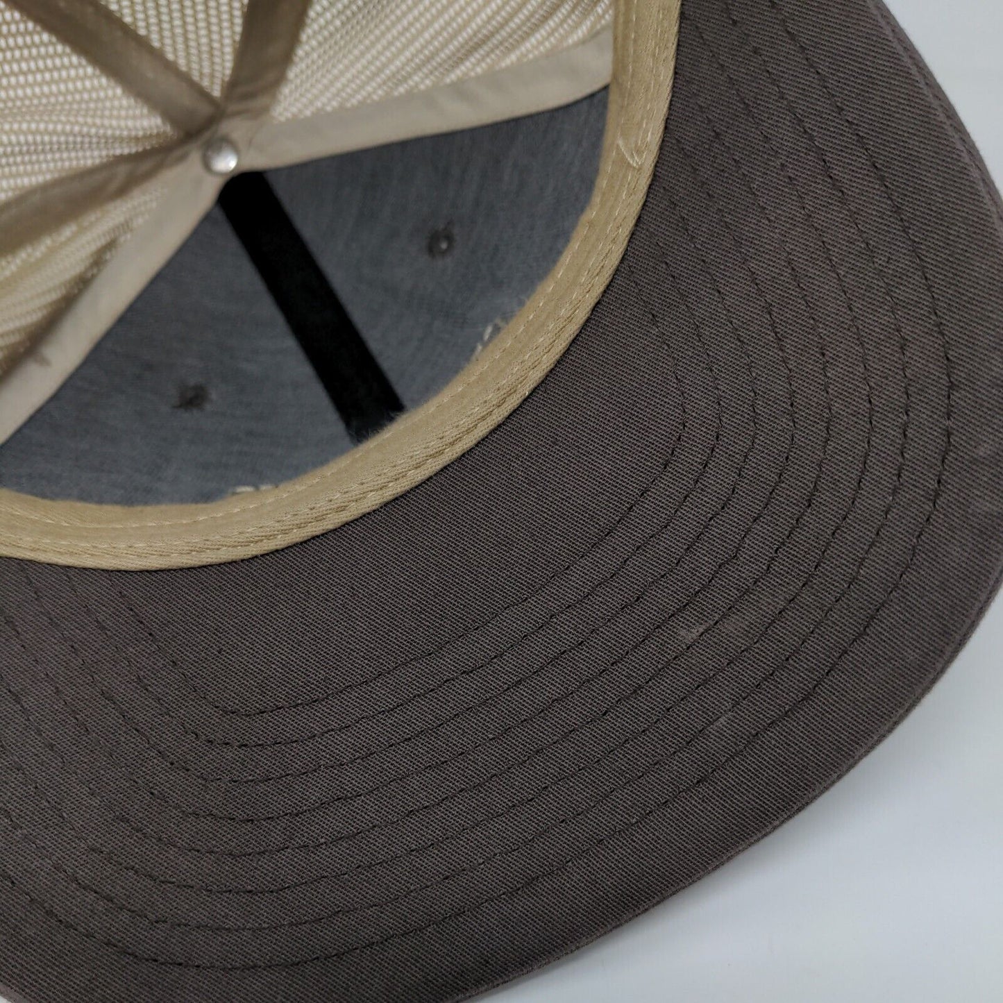 Cross The Divide Snapback Trucker Hat Brown One Size Leather Patch
