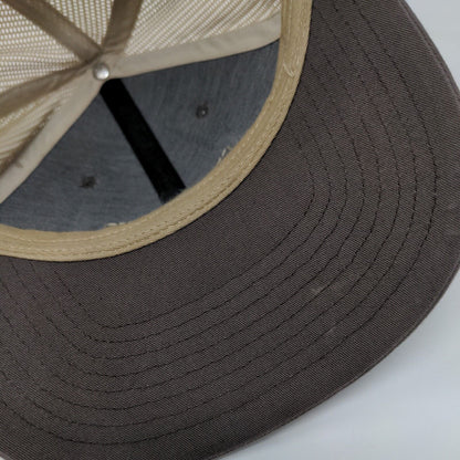 Cross The Divide Snapback Trucker Hat Brown One Size Leather Patch