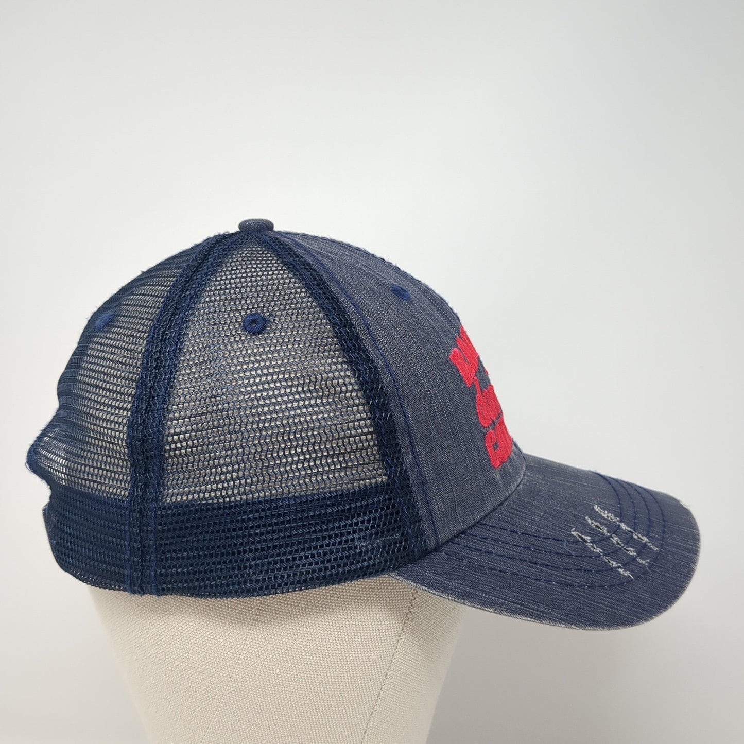 Race Hair Don't Care Strapback Trucker Hat Blue One Size Mesh Back