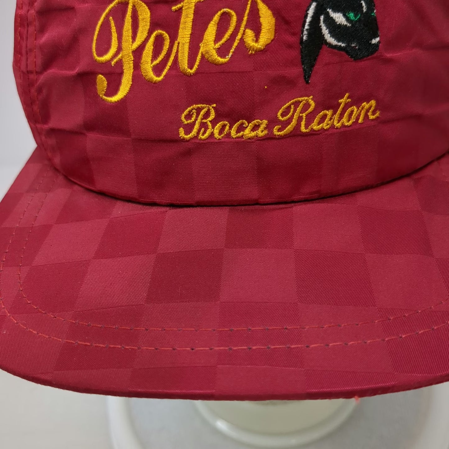 Florida Novel-Tees 5 Panel Hat Red Vintage Petes Boca Raton Panther Checkerboard