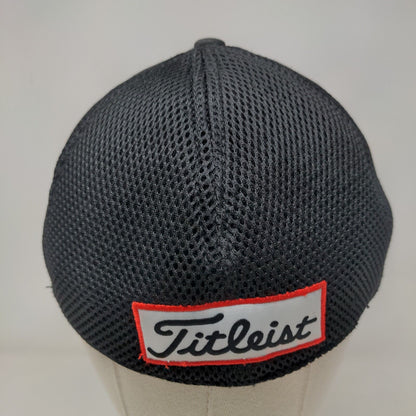 Titleist Pro V1 Fitted Hat Black S/M Breathable Mesh Embroidered New Era