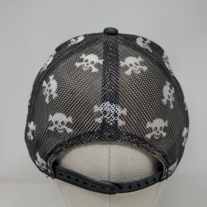 BIG ENGINE Snapback Trucker Hat Black OSFA Skull Print Mesh Back Katl Sport Cap