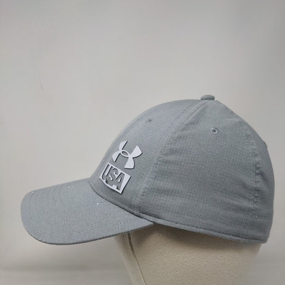 Under Armour USA Fitted Hat Gray L/XL Solid UA Classic Fit 6 Panel