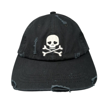 Skull Bones Women's Slideback Hat Black OS Adjustable Embroidered Distressed