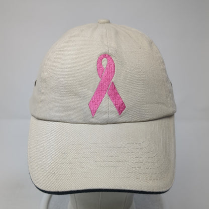 Pink Ribbon Shane Co. Slideback Hat Beige One Size Embroidered Vitronic