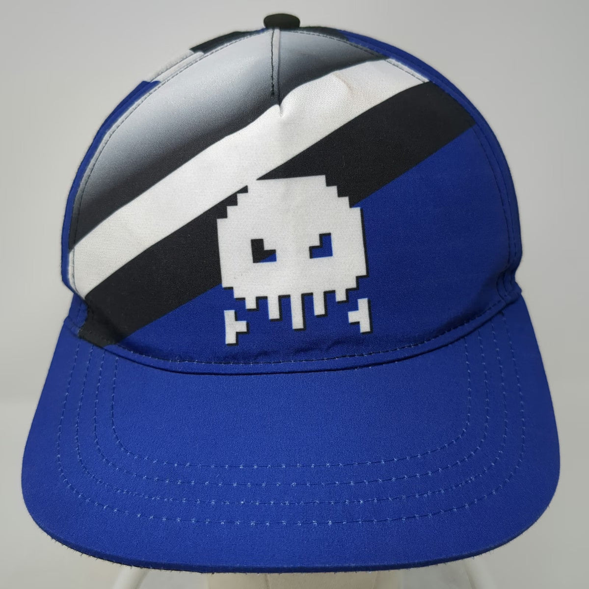 ESX360 5 Panel Hat Blue White Black Gray OSFM Esports Pro Gamer Skull Pixel Art