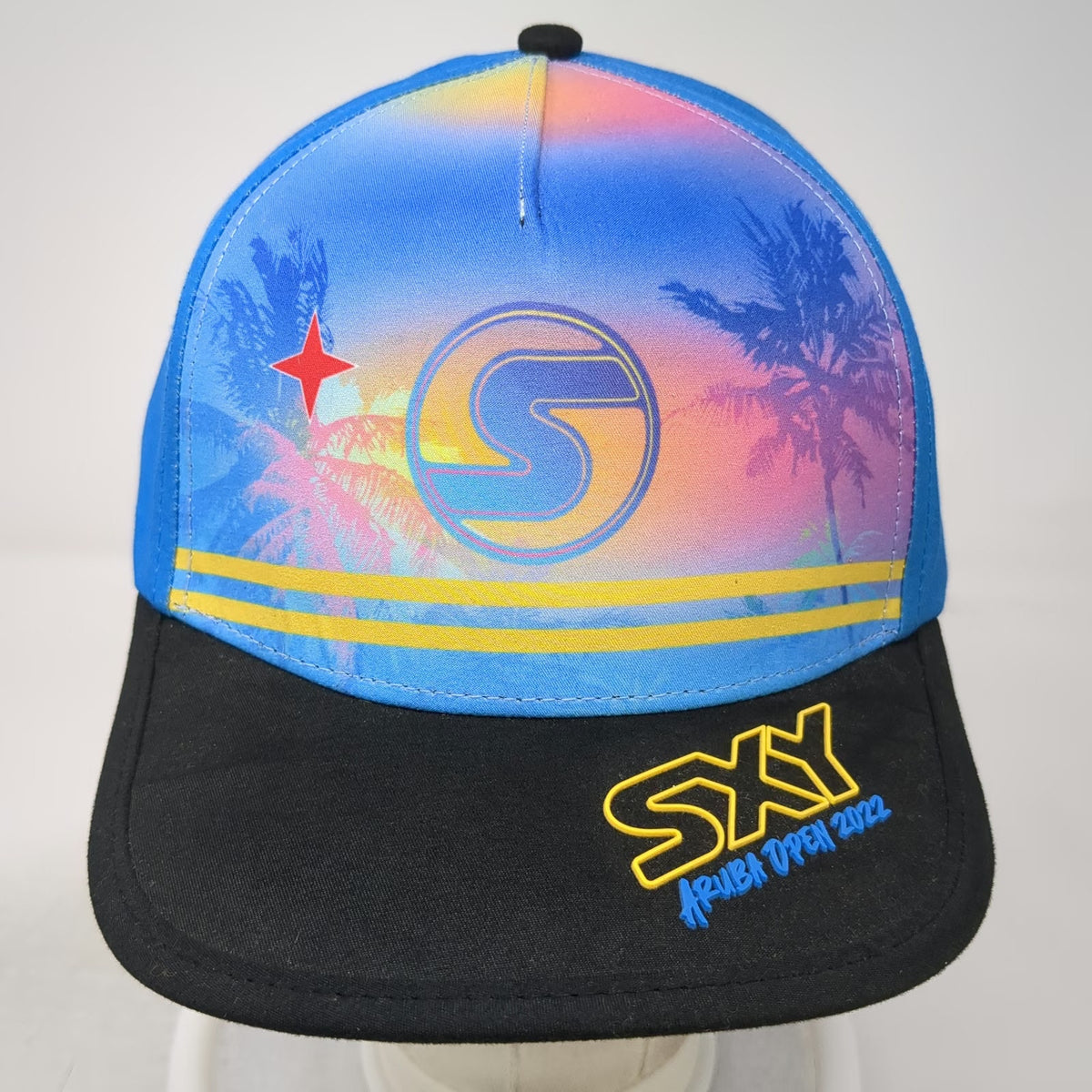 SXY 5 Panel Blue One Size Aruba Open 2022 Beach Tennis Snapback Tropical Hat
