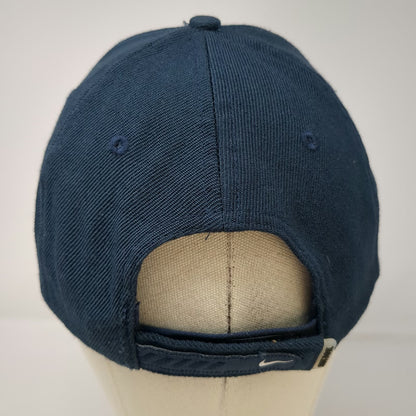 Nike Baseball Cap Blue Slideback Wool Blend Embroidered Logo Hat Swoosh Gray Tag