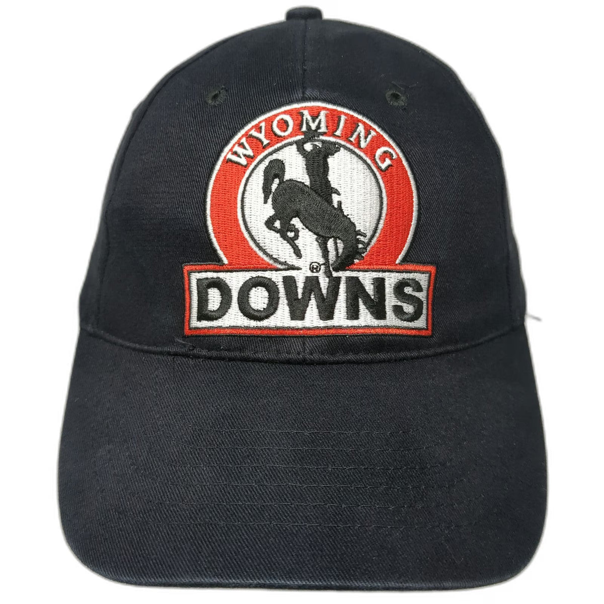 Monarch Baseball Cap Black OSFM Wyoming Downs Horse Racing Logo Strapback Hat