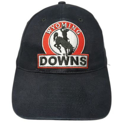 Monarch Baseball Cap Black OSFM Wyoming Downs Horse Racing Logo Strapback Hat