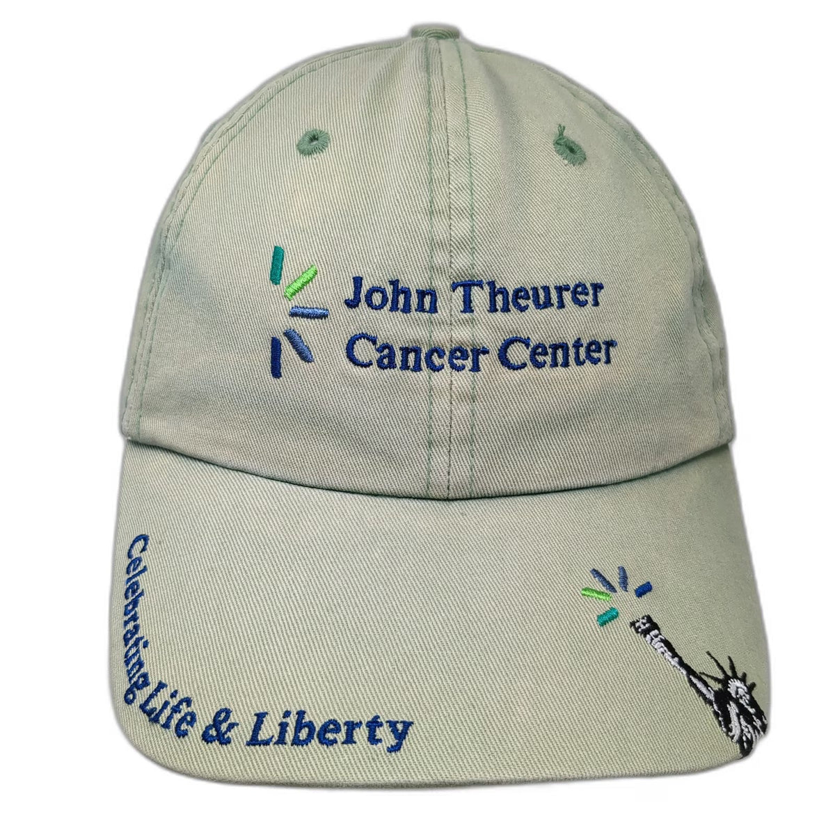 John Theurer Cancer Center Green Baseball Cap One Size Hat Life Liberty Torch