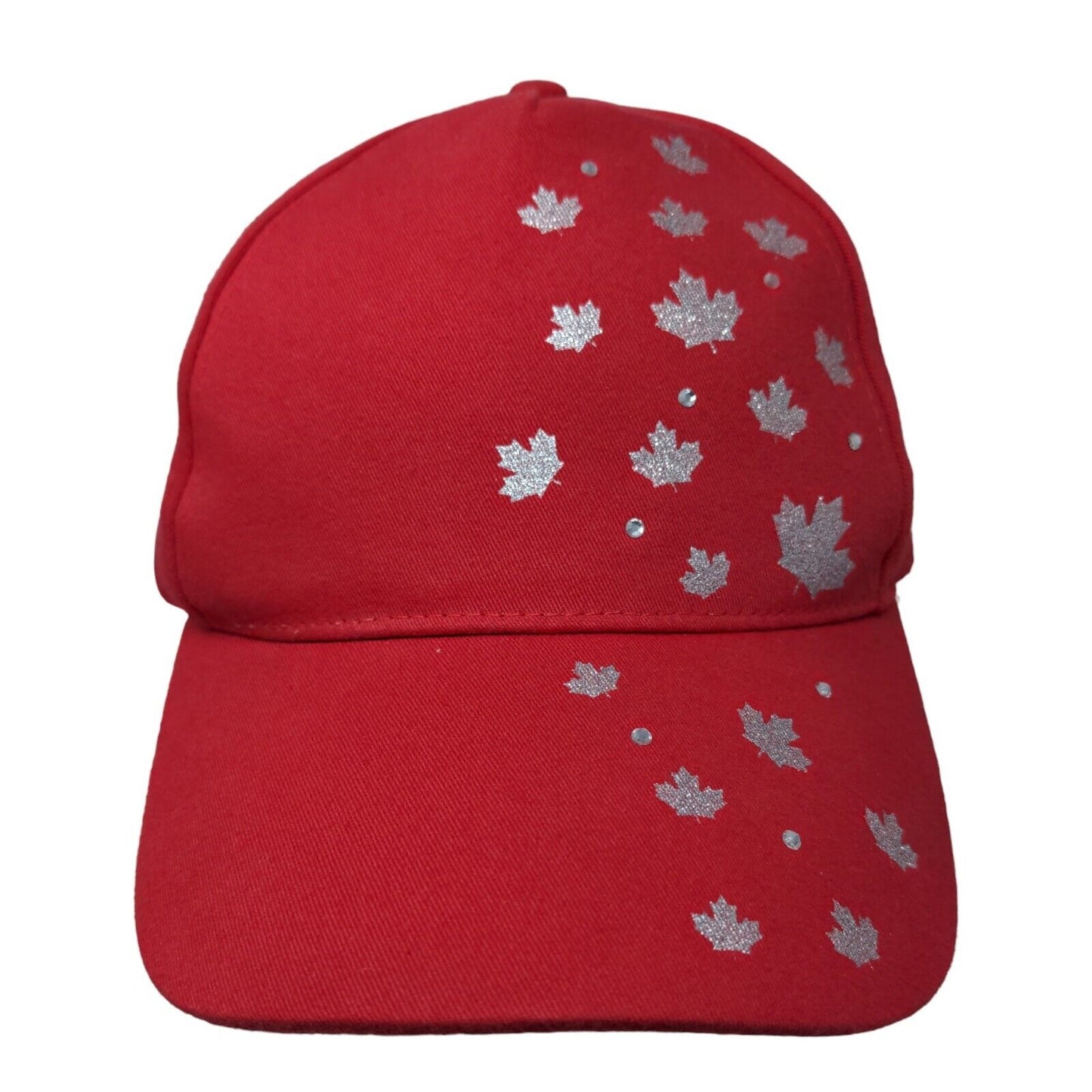 Unbranded Women's Strapback Hat Red Size OS 100% Cotton Autumn Fall Leaves