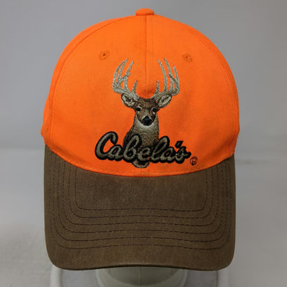 Cabela's Snapback Orange One Size Hat Deer Buck Embroidery EST 1961 Brown Brim