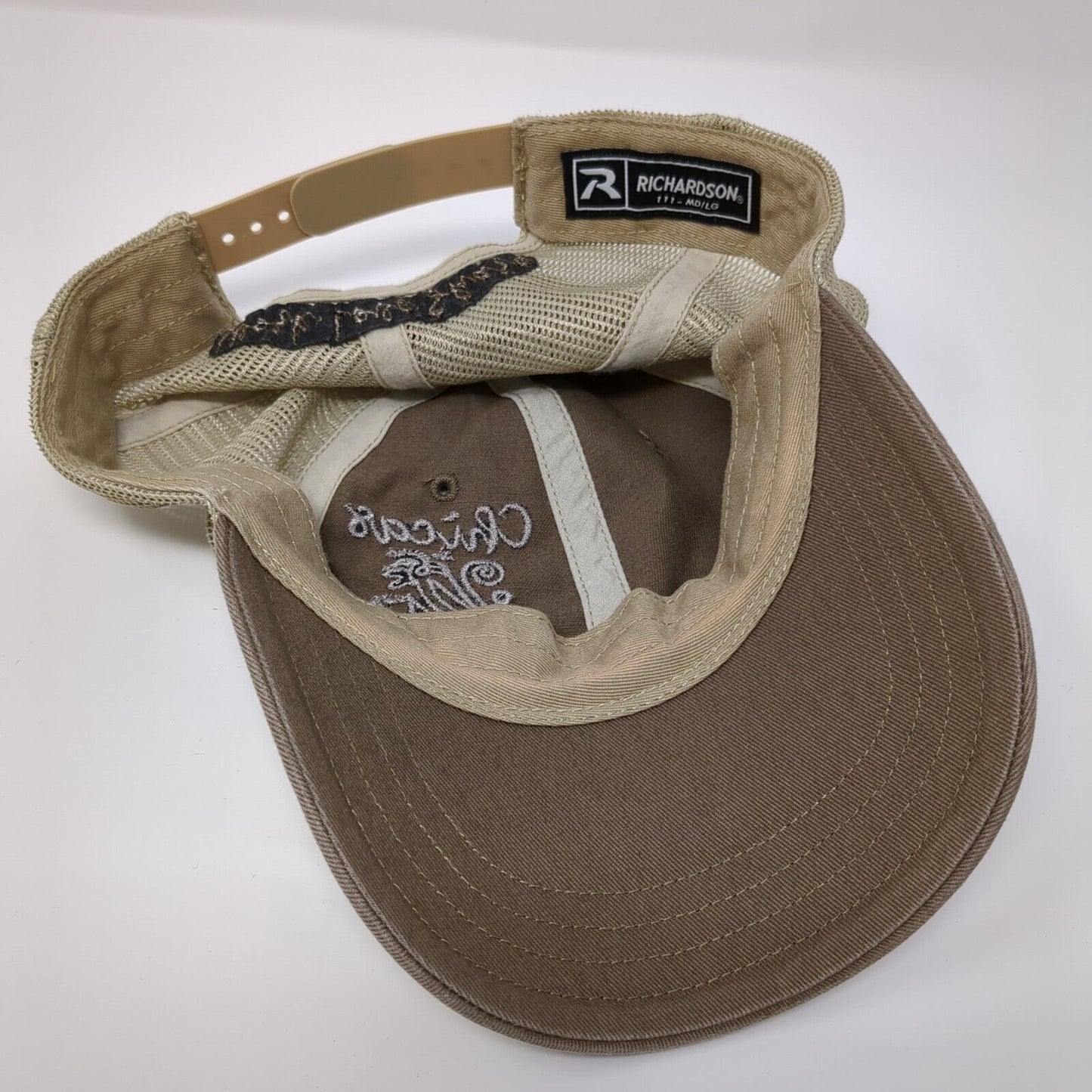 Chica's Futbol Club Snapback Trucker Hat Tan M/L Mesh Back Embroidered