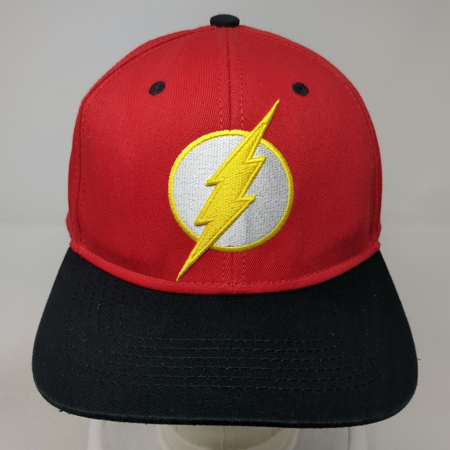 DC Comics Snapback Hat Red One Size Flash Logo Under Visor Graphic Cotton Black
