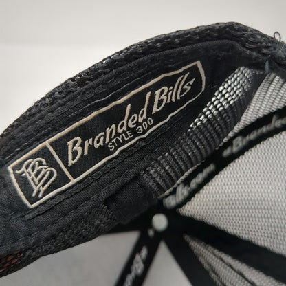 Branded Bills Trucker Hat Gray OSFM Bear Excavation LLC Leather Patch Snapback