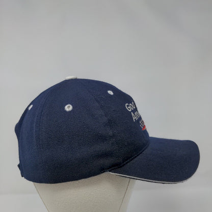 God Bless America Strapback Hat Blue OSFA Adjustable Embroidered Patriotic CAP
