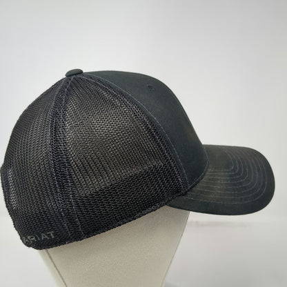 Ariat Trucker Hat Black One Size Snapback Embroidered Shield Logo Mesh Back 110