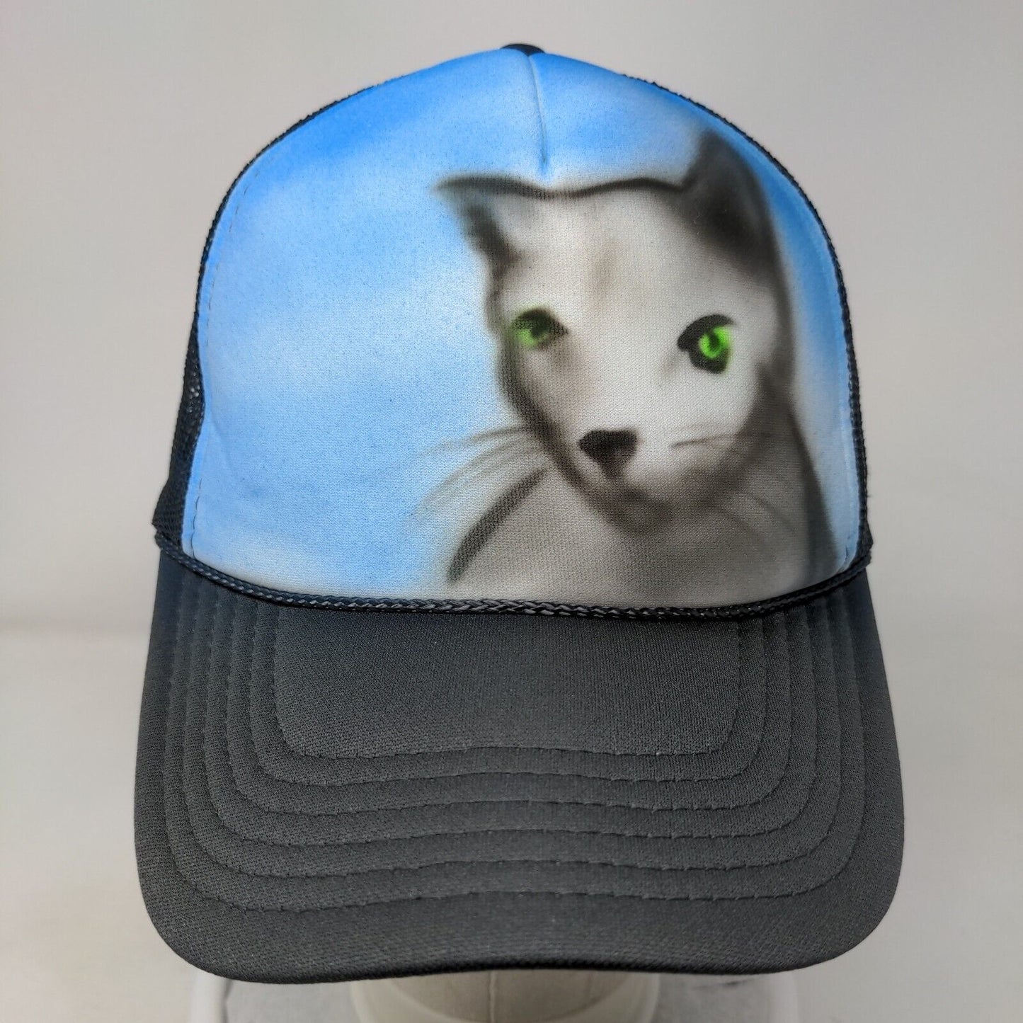 Cat Face Snapback Trucker Hat Multicolor OSFM Adjustable Animal Print Rope Otto