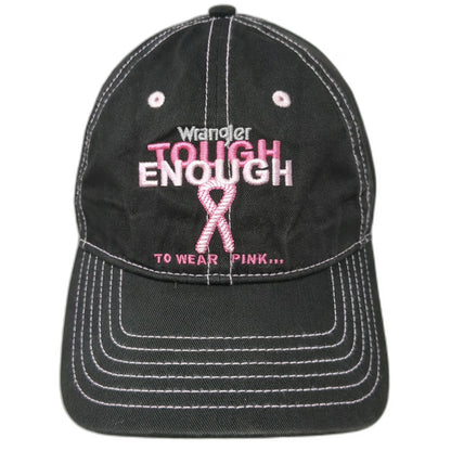 Wrangler Baseball Cap Black One Size Tough Enough To Wear Pink Ribbon Hat