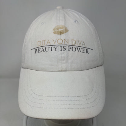 Dita Von Diva Beauty is Power Slideback Hat Cream One Size Adjustable Anvil
