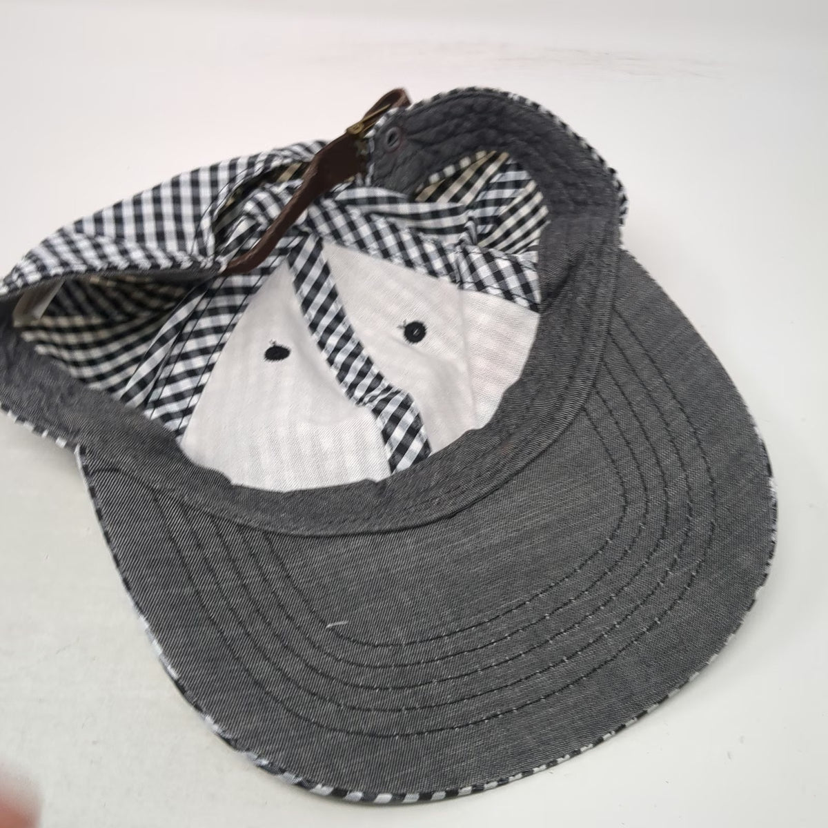 Baseball Cap Black White OSFM Gingham Check Strapback Unstructured Casual Hat