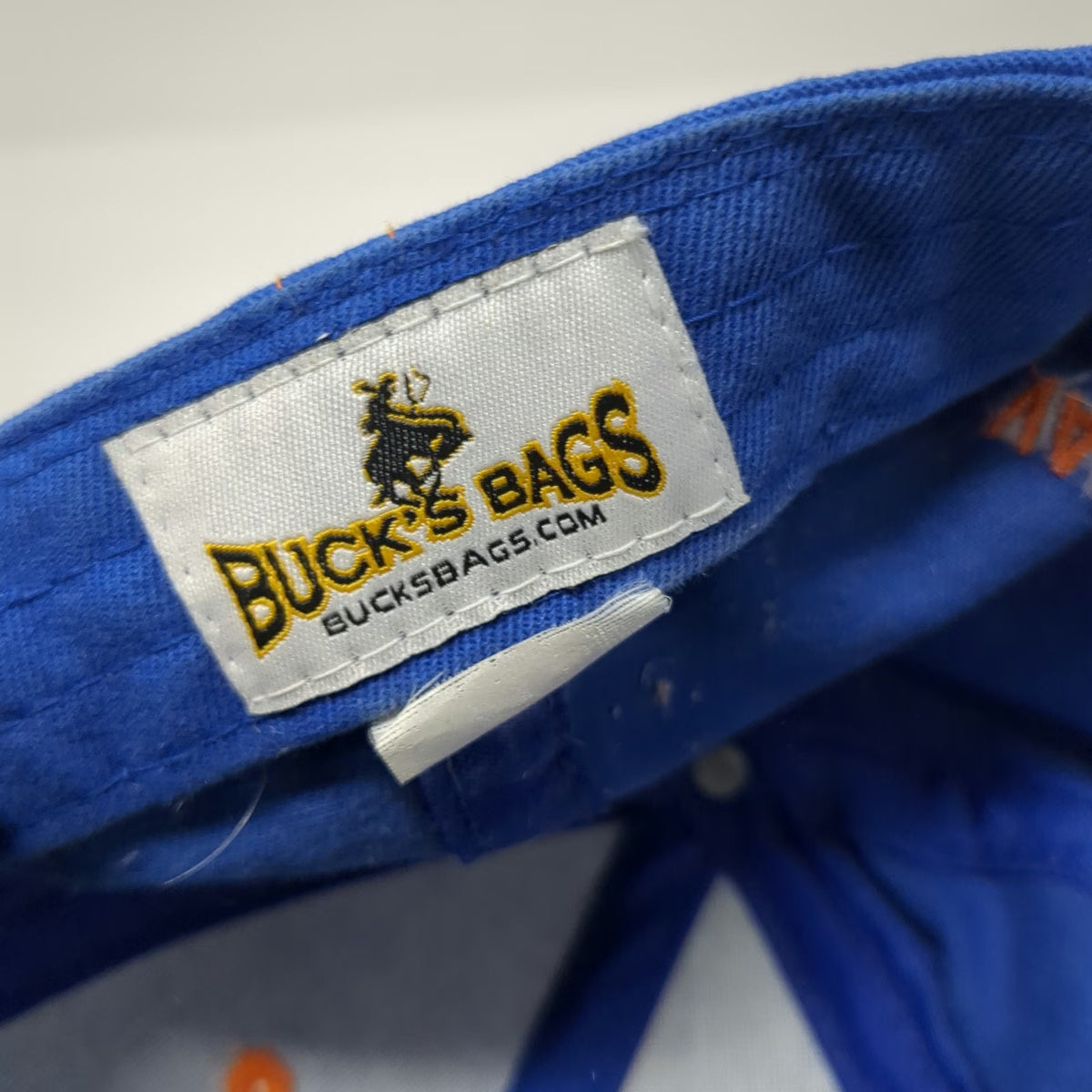 Buck's Bags Baseball Cap Blue Orange OSFM Valley Wide Energy Mountain Logo Hat