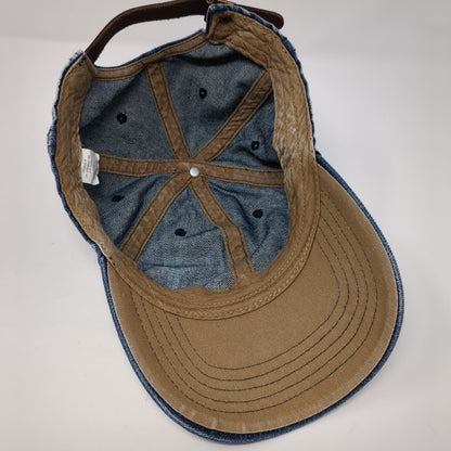 Unbranded Slideback Hat Blue One Size Solid Denim Leather Strap Blank