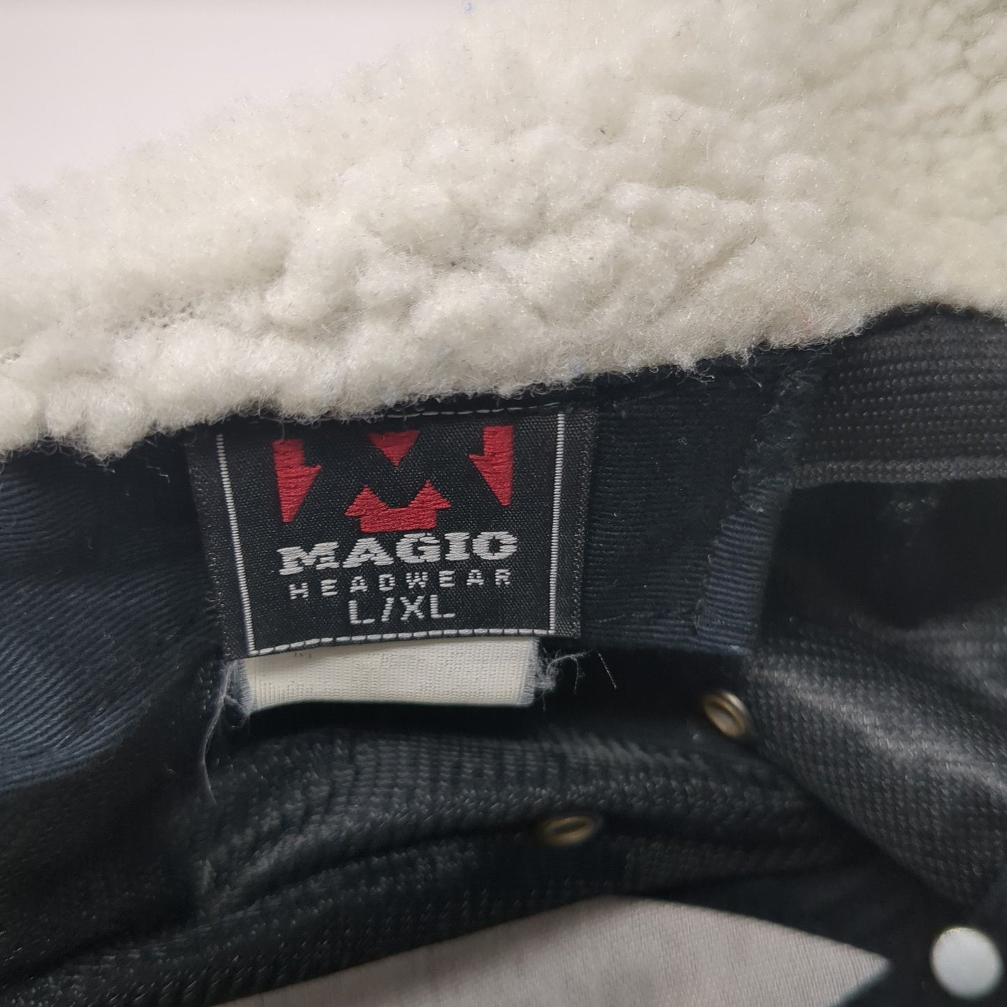 Magic Headwear Fitted Trapper Hat Black XL Faux Fur Lined Ear Flap Blank