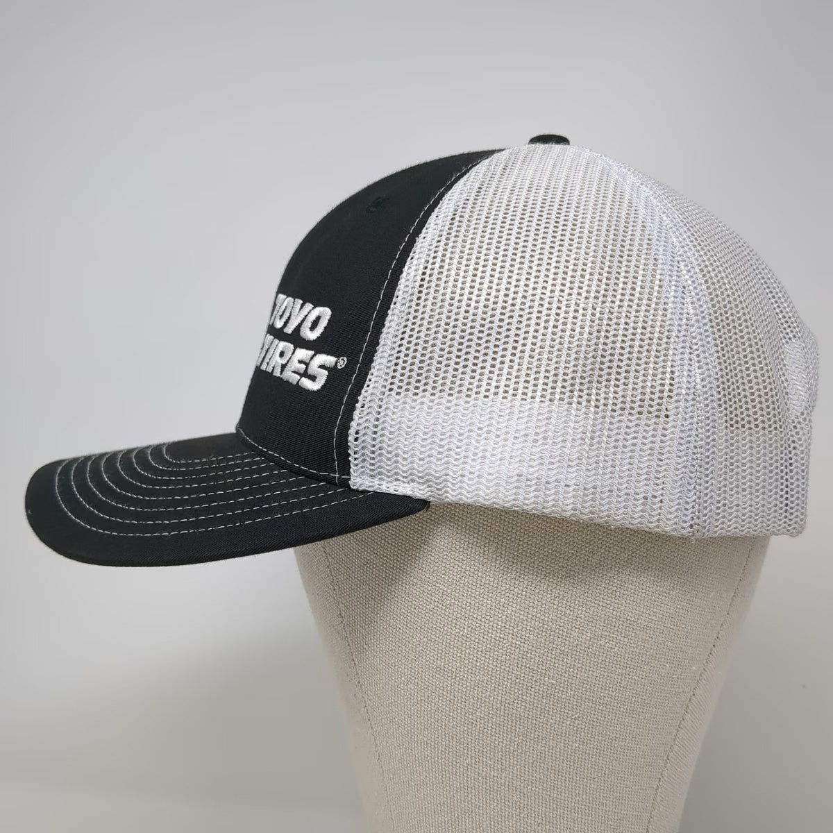 Richardson Trucker Hat Black One Size Toyo Tires White Mesh Snapback Graphic