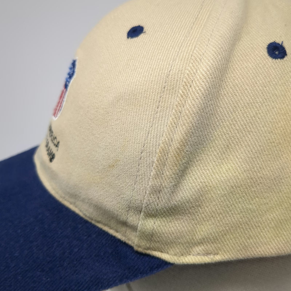 Baseball Cap Beige Blue One Size Union Pacific Building America Engineering Hat