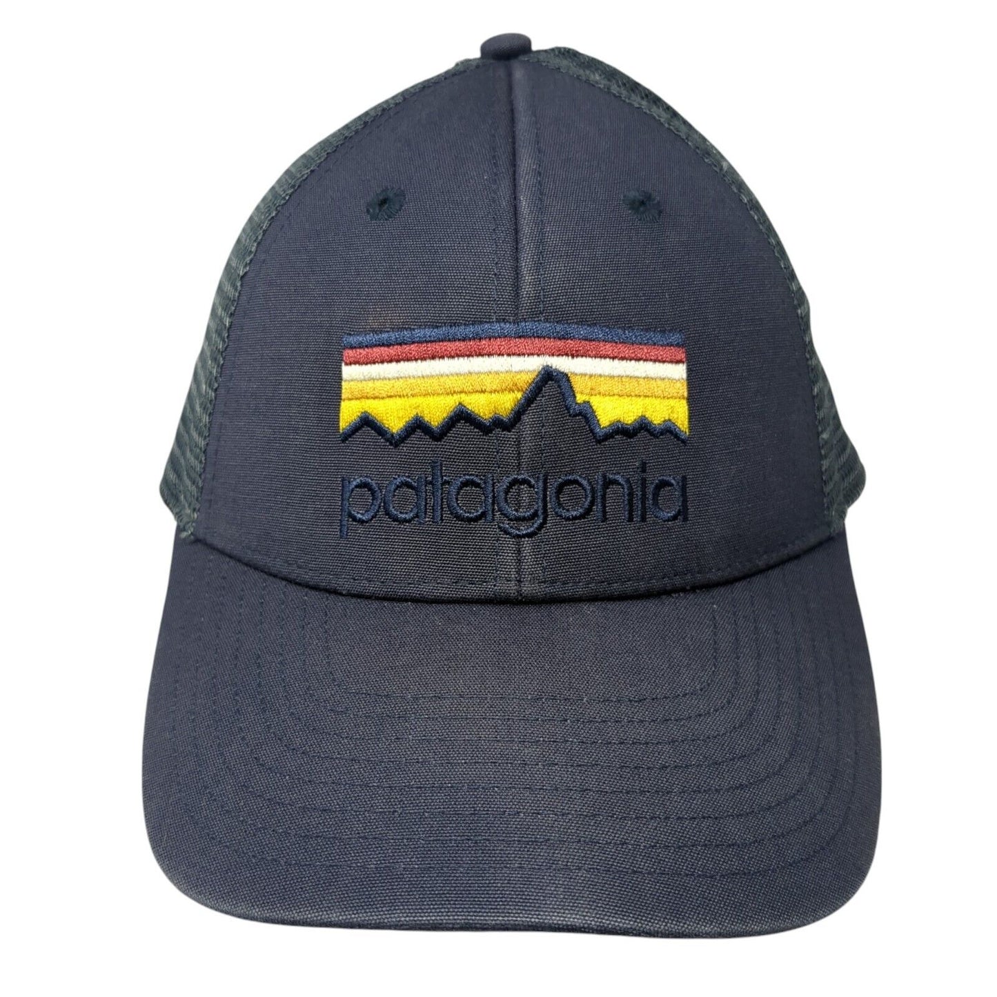 Patagonia Line Logo Snapback Trucker Hat Blue One Size Mesh Back Embroidered